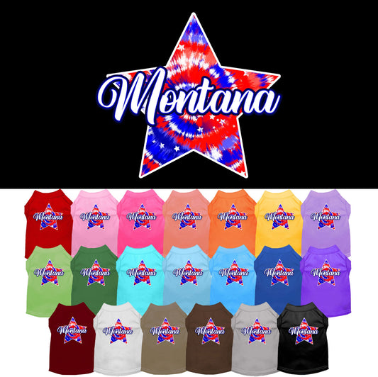 Pet Dog & Cat Screen Printed Shirt for Medium to Large Pets (Sizes 2XL-6XL), &quot;Montana Patriotic Tie Dye&quot;