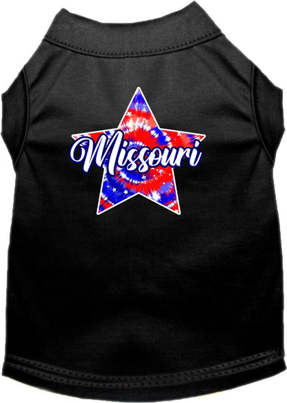 Pet Dog & Cat Screen Printed Shirt for Medium to Large Pets (Sizes 2XL-6XL), "Missouri Patriotic Tie Dye"