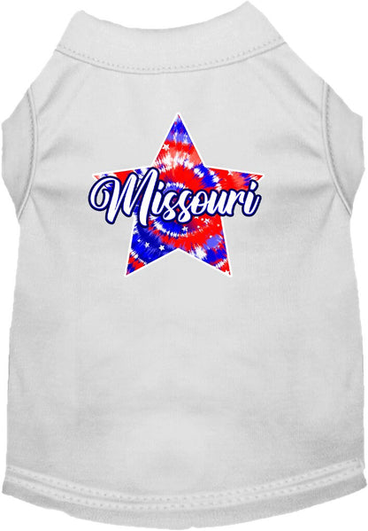 Pet Dog & Cat Screen Printed Shirt for Small to Medium Pets (Sizes XS-XL), "Missouri Patriotic Tie Dye"