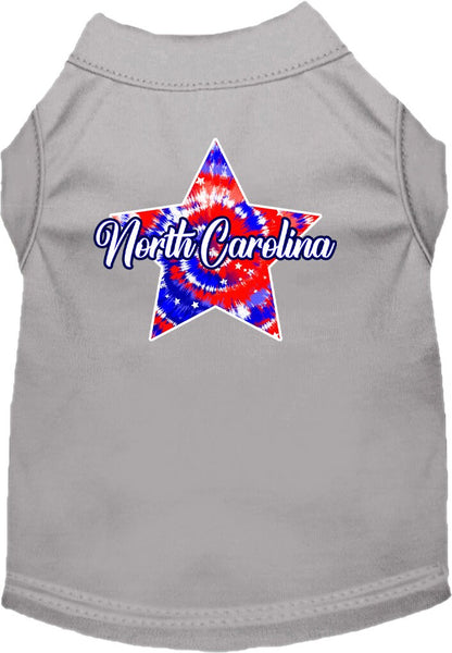 Pet Dog & Cat Screen Printed Shirt for Small to Medium Pets (Sizes XS-XL), "North Carolina Patriotic Tie Dye"