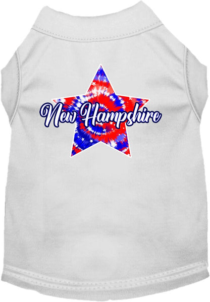 Pet Dog & Cat Screen Printed Shirt for Medium to Large Pets (Sizes 2XL-6XL), "New Hampshire Patriotic Tie Dye"