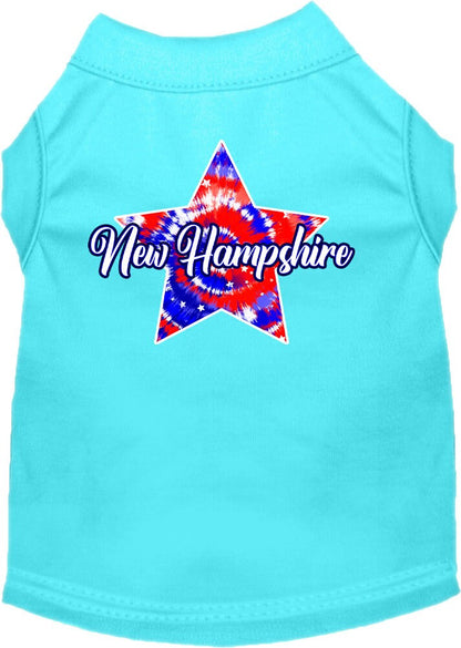 Pet Dog & Cat Screen Printed Shirt for Medium to Large Pets (Sizes 2XL-6XL), "New Hampshire Patriotic Tie Dye"