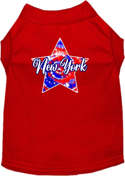 Pet Dog & Cat Screen Printed Shirt for Medium to Large Pets (Sizes 2XL-6XL), "New York Patriotic Tie Dye"