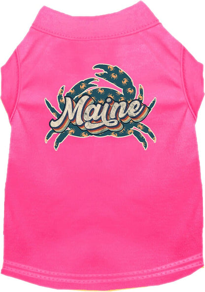 Pet Dog & Cat Screen Printed Shirt for Medium to Large Pets (Sizes 2XL-6XL), "Maine Retro Crabs"