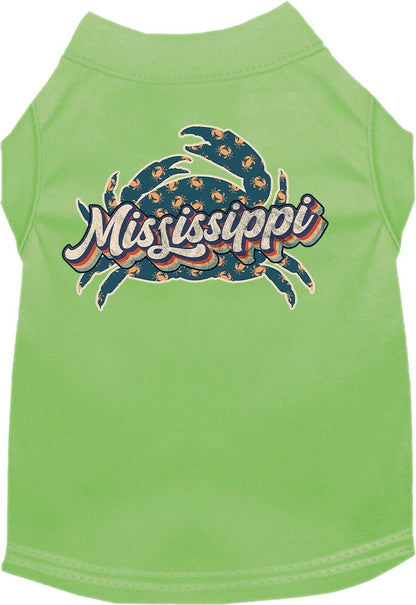Pet Dog & Cat Screen Printed Shirt for Small to Medium Pets (Sizes XS-XL), "Mississippi Retro Crabs"