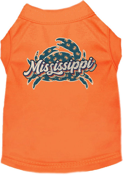 Pet Dog & Cat Screen Printed Shirt for Medium to Large Pets (Sizes 2XL-6XL), "Mississippi Retro Crabs"