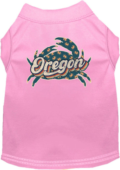 Pet Dog & Cat Screen Printed Shirt for Medium to Large Pets (Sizes 2XL-6XL), "Oregon Retro Crabs"
