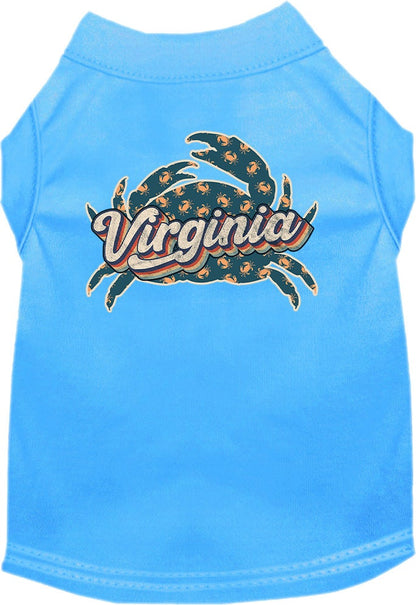 Pet Dog & Cat Screen Printed Shirt for Small to Medium Pets (Sizes XS-XL), "Virginia Retro Crabs"