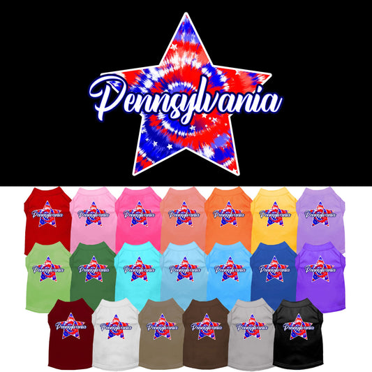 Pet Dog & Cat Screen Printed Shirt for Small to Medium Pets (Sizes XS-XL), &quot;Pennsylvania Patriotic Tie Dye&quot;