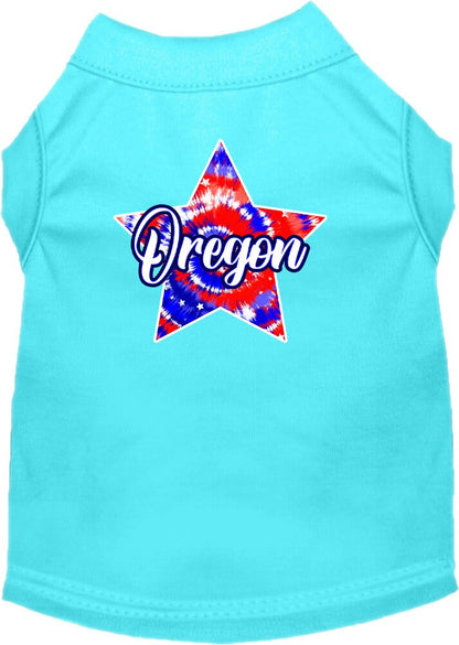Pet Dog & Cat Screen Printed Shirt for Small to Medium Pets (Sizes XS-XL), "Oregon Patriotic Tie Dye"