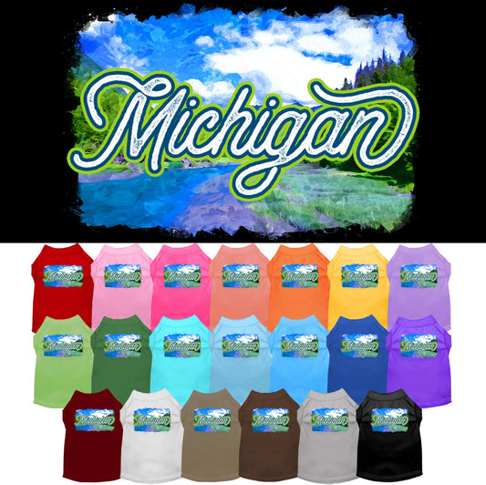 Pet Dog & Cat Screen Printed Shirt for Medium to Large Pets (Sizes 2XL-6XL), &quot;Michigan Summer&quot;