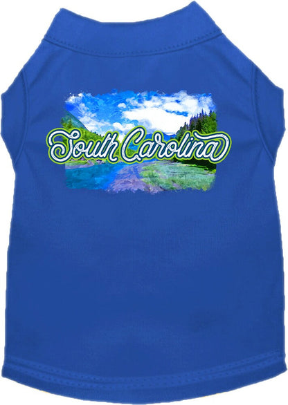 Pet Dog & Cat Screen Printed Shirt for Small to Medium Pets (Sizes XS-XL), "South Carolina Summer"
