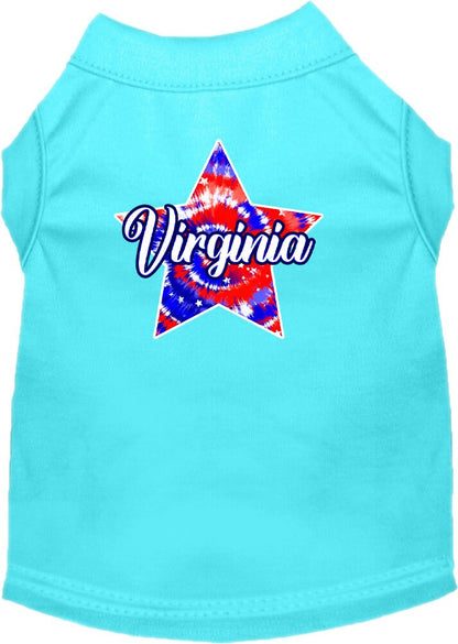 Pet Dog & Cat Screen Printed Shirt for Small to Medium Pets (Sizes XS-XL), "Virginia Patriotic Tie Dye"