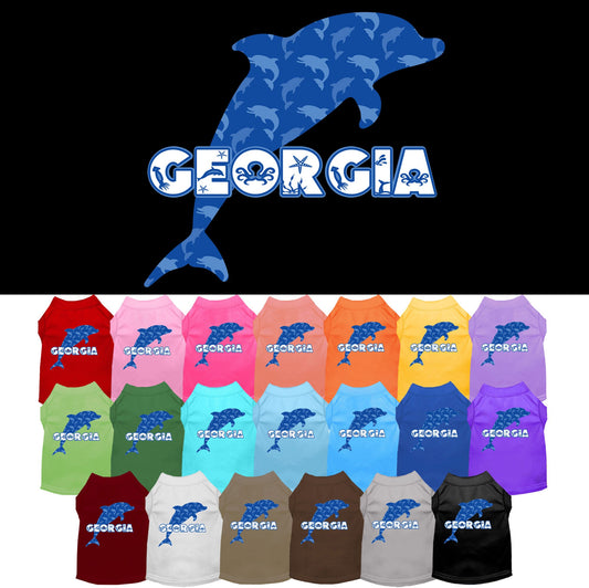 Pet Dog & Cat Screen Printed Shirt for Medium to Large Pets (Sizes 2XL-6XL), &quot;Georgia Blue Dolphins&quot;