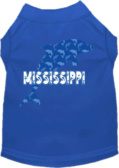 Pet Dog & Cat Screen Printed Shirt for Medium to Large Pets (Sizes 2XL-6XL), "Mississippi Blue Dolphins"