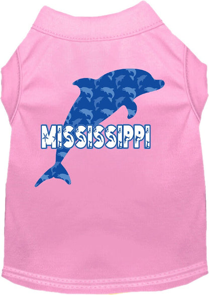 Pet Dog & Cat Screen Printed Shirt for Small to Medium Pets (Sizes XS-XL), "Mississippi Blue Dolphins"