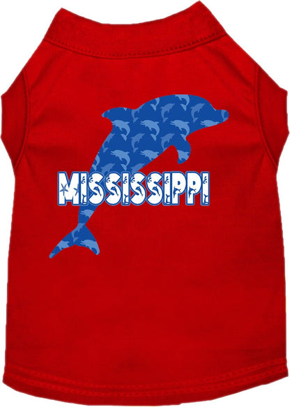 Pet Dog & Cat Screen Printed Shirt for Small to Medium Pets (Sizes XS-XL), "Mississippi Blue Dolphins"