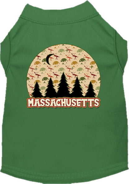 Pet Dog & Cat Screen Printed Shirt for Medium to Large Pets (Sizes 2XL-6XL), "Massachusetts Under The Stars"
