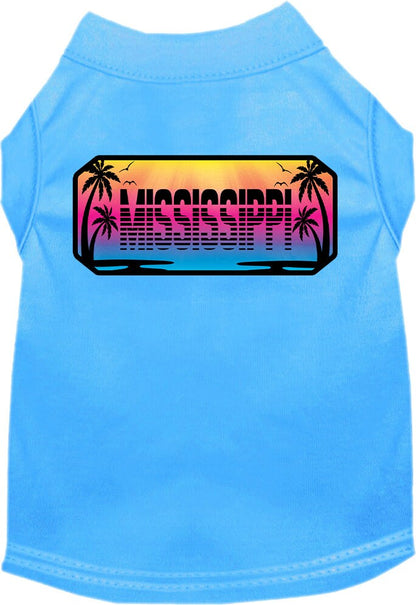 Pet Dog & Cat Screen Printed Shirt for Small to Medium Pets (Sizes XS-XL), "Mississippi Beach Shades"