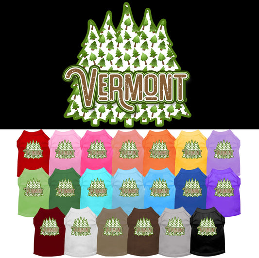 Pet Dog & Cat Screen Printed Shirt for Small to Medium Pets (Sizes XS-XL), &quot;Vermont Woodland Trees&quot;