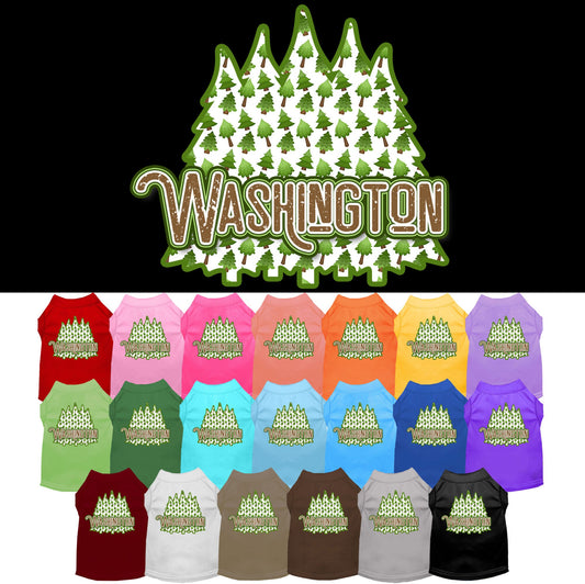 Pet Dog & Cat Screen Printed Shirt for Medium to Large Pets (Sizes 2XL-6XL), &quot;Washington Woodland Trees&quot;