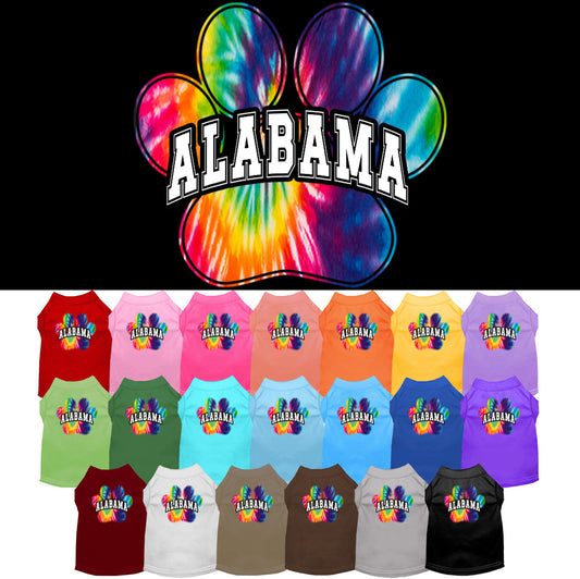 Pet Dog & Cat Screen Printed Shirt for Small to Medium Pets (Sizes XS-XL), &quot;Alabama Bright Tie Dye&quot;