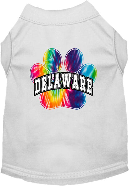 Pet Dog & Cat Screen Printed Shirt for Small to Medium Pets (Sizes XS-XL), "Delaware Bright Tie Dye"
