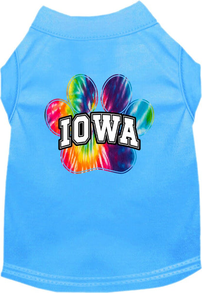 Pet Dog & Cat Screen Printed Shirt for Small to Medium Pets (Sizes XS-XL), "Iowa Bright Tie Dye"