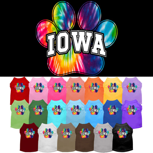 Pet Dog & Cat Screen Printed Shirt for Medium to Large Pets (Sizes 2XL-6XL), &quot;Iowa Bright Tie Dye&quot;