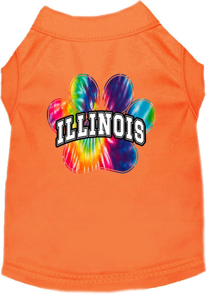 Pet Dog & Cat Screen Printed Shirt for Medium to Large Pets (Sizes 2XL-6XL), "Illinois Bright Tie Dye"