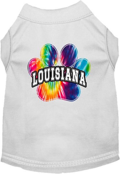 Pet Dog & Cat Screen Printed Shirt for Small to Medium Pets (Sizes XS-XL), "Louisiana Bright Tie Dye"