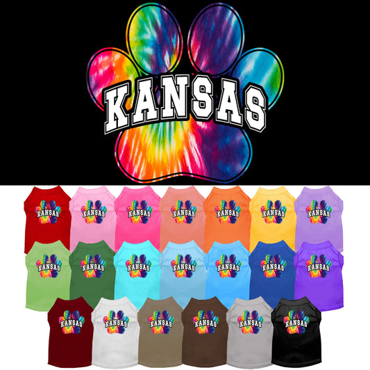 Pet Dog & Cat Screen Printed Shirt for Small to Medium Pets (Sizes XS-XL), &quot;Kansas Bright Tie Dye&quot;