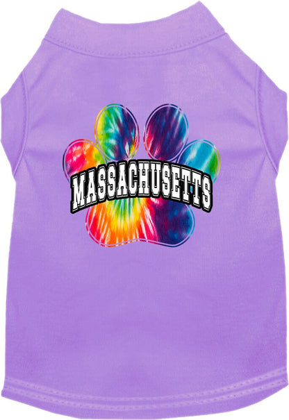 Pet Dog & Cat Screen Printed Shirt for Medium to Large Pets (Sizes 2XL-6XL), "Massachusetts Bright Tie Dye"