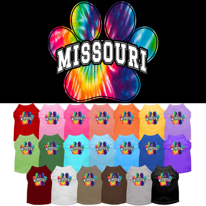 Pet Dog & Cat Screen Printed Shirt for Small to Medium Pets (Sizes XS-XL), &quot;Missouri Bright Tie Dye&quot;