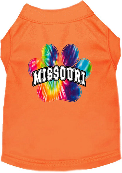 Pet Dog & Cat Screen Printed Shirt for Small to Medium Pets (Sizes XS-XL), "Missouri Bright Tie Dye"