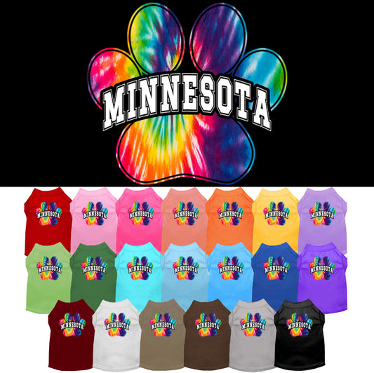 Pet Dog & Cat Screen Printed Shirt for Small to Medium Pets (Sizes XS-XL), &quot;Minnesota Bright Tie Dye&quot;