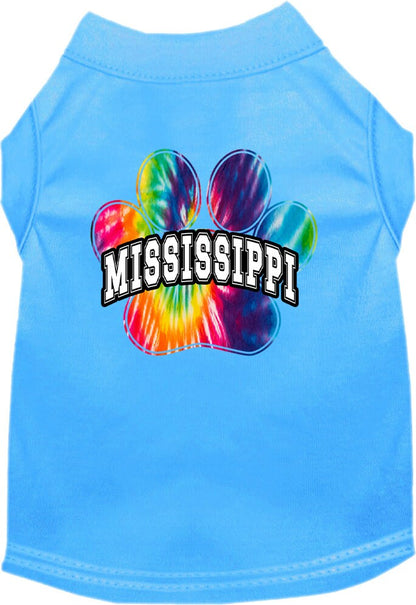 Pet Dog & Cat Screen Printed Shirt for Medium to Large Pets (Sizes 2XL-6XL), "Mississippi Bright Tie Dye"