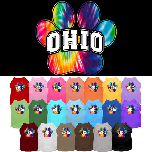 Pet Dog & Cat Screen Printed Shirt for Medium to Large Pets (Sizes 2XL-6XL), &quot;Ohio Bright Tie Dye&quot;