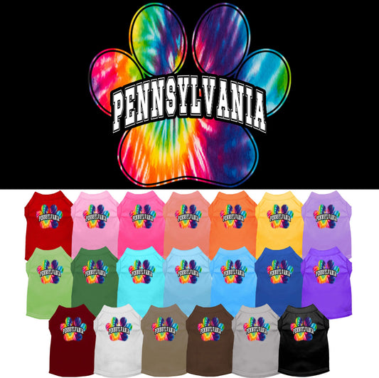 Pet Dog & Cat Screen Printed Shirt for Small to Medium Pets (Sizes XS-XL), &quot;Pennsylvania Bright Tie Dye&quot;