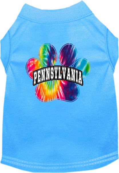 Pet Dog & Cat Screen Printed Shirt for Medium to Large Pets (Sizes 2XL-6XL), "Pennsylvania Bright Tie Dye"