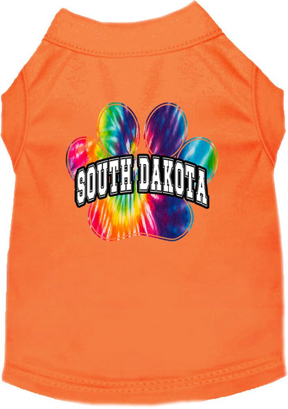 Pet Dog & Cat Screen Printed Shirt for Medium to Large Pets (Sizes 2XL-6XL), "South Dakota Bright Tie Dye"