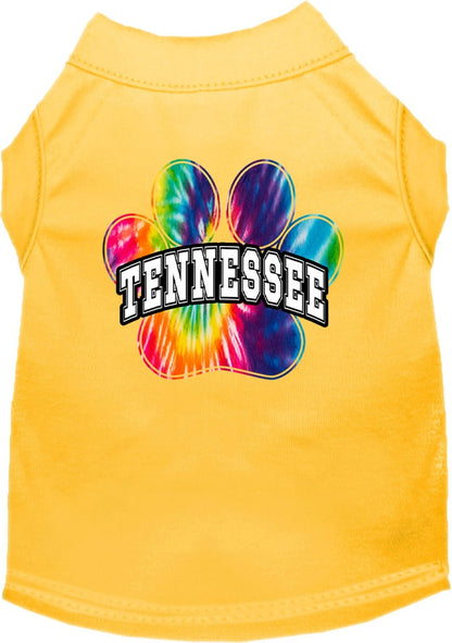 Pet Dog & Cat Screen Printed Shirt for Small to Medium Pets (Sizes XS-XL), "Tennessee Bright Tie Dye"