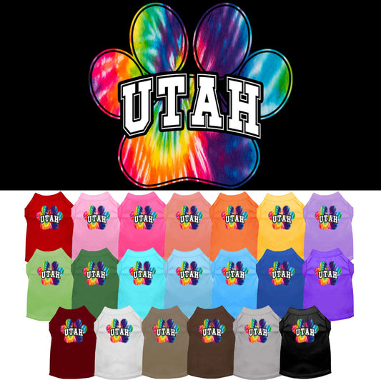 Pet Dog & Cat Screen Printed Shirt for Small to Medium Pets (Sizes XS-XL), &quot;Utah Bright Tie Dye&quot;