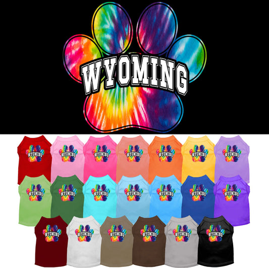 Pet Dog & Cat Screen Printed Shirt for Small to Medium Pets (Sizes XS-XL), &quot;Wyoming Bright Tie Dye&quot;