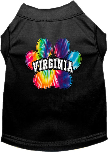 Pet Dog & Cat Screen Printed Shirt for Small to Medium Pets (Sizes XS-XL), "Virginia Bright Tie Dye"