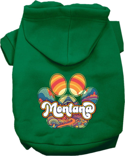 Pet Dog & Cat Screen Printed Hoodie for Small to Medium Pets (Sizes XS-XL), "Montana Groovy Summit"