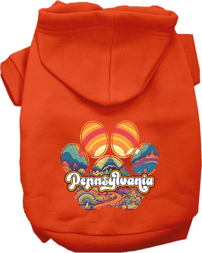 Pet Dog & Cat Screen Printed Hoodie for Small to Medium Pets (Sizes XS-XL), "Pennsylvania Groovy Summit"