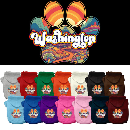 Pet Dog & Cat Screen Printed Hoodie for Medium to Large Pets (Sizes 2XL-6XL), &quot;Washington Groovy Summit&quot;