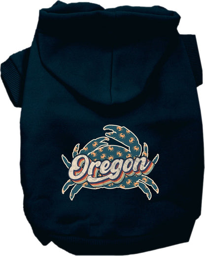 Pet Dog & Cat Screen Printed Hoodie for Small to Medium Pets (Sizes XS-XL), "Oregon Retro Crabs"