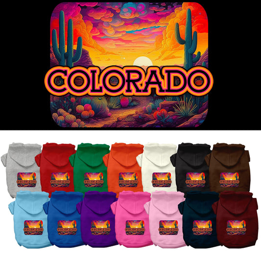 Pet Dog & Cat Screen Printed Hoodie for Small to Medium Pets (Sizes XS-XL), &quot;Colorado Neon Desert&quot;